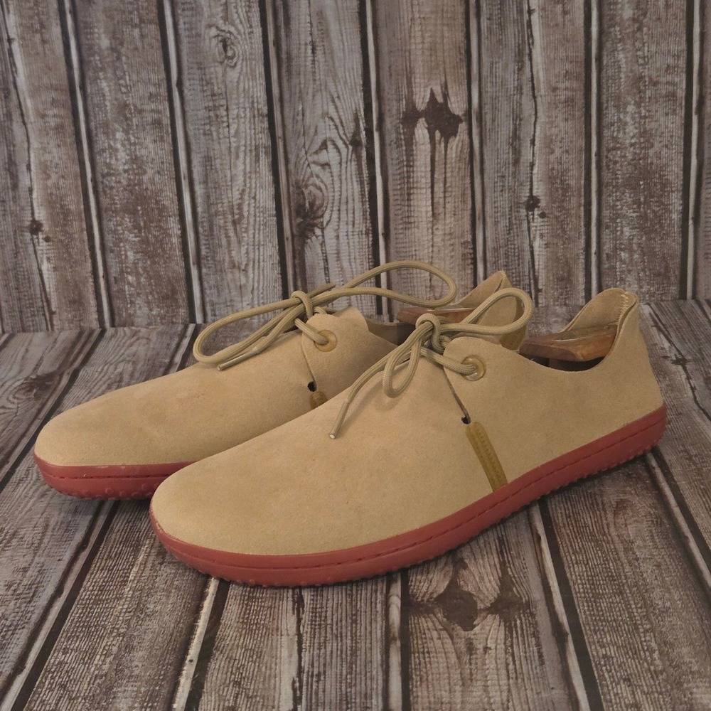 Sz 42 / 9 Mens Vivobarefoot Rif Eco Suede Tan Vegan Red Sole Minimalist Shoes